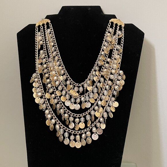 Jewelry - Vintage Multi Strand Gold Coin Necklace Stamped Japan